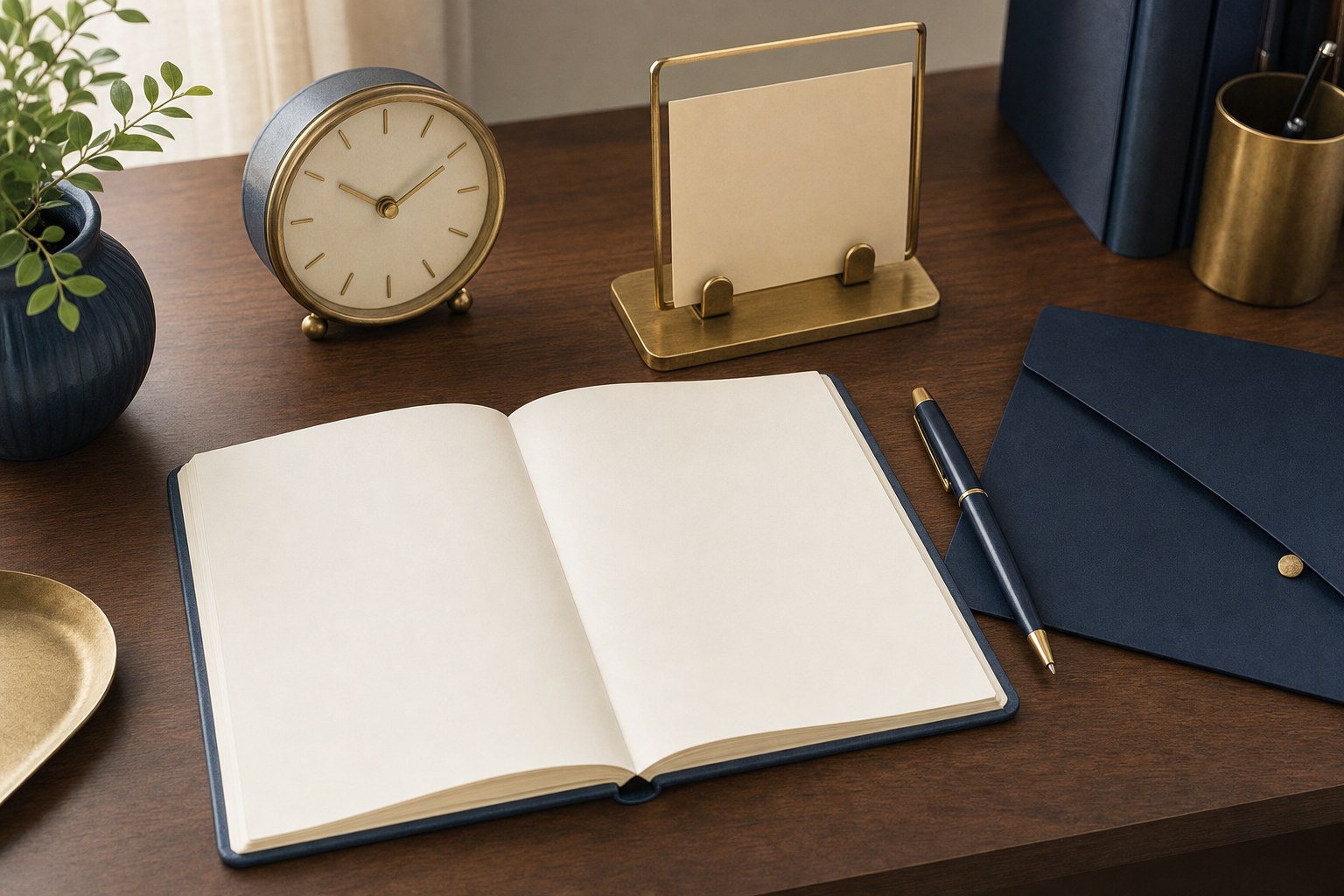 An open notebook and calendar on a desk for an annual financial review