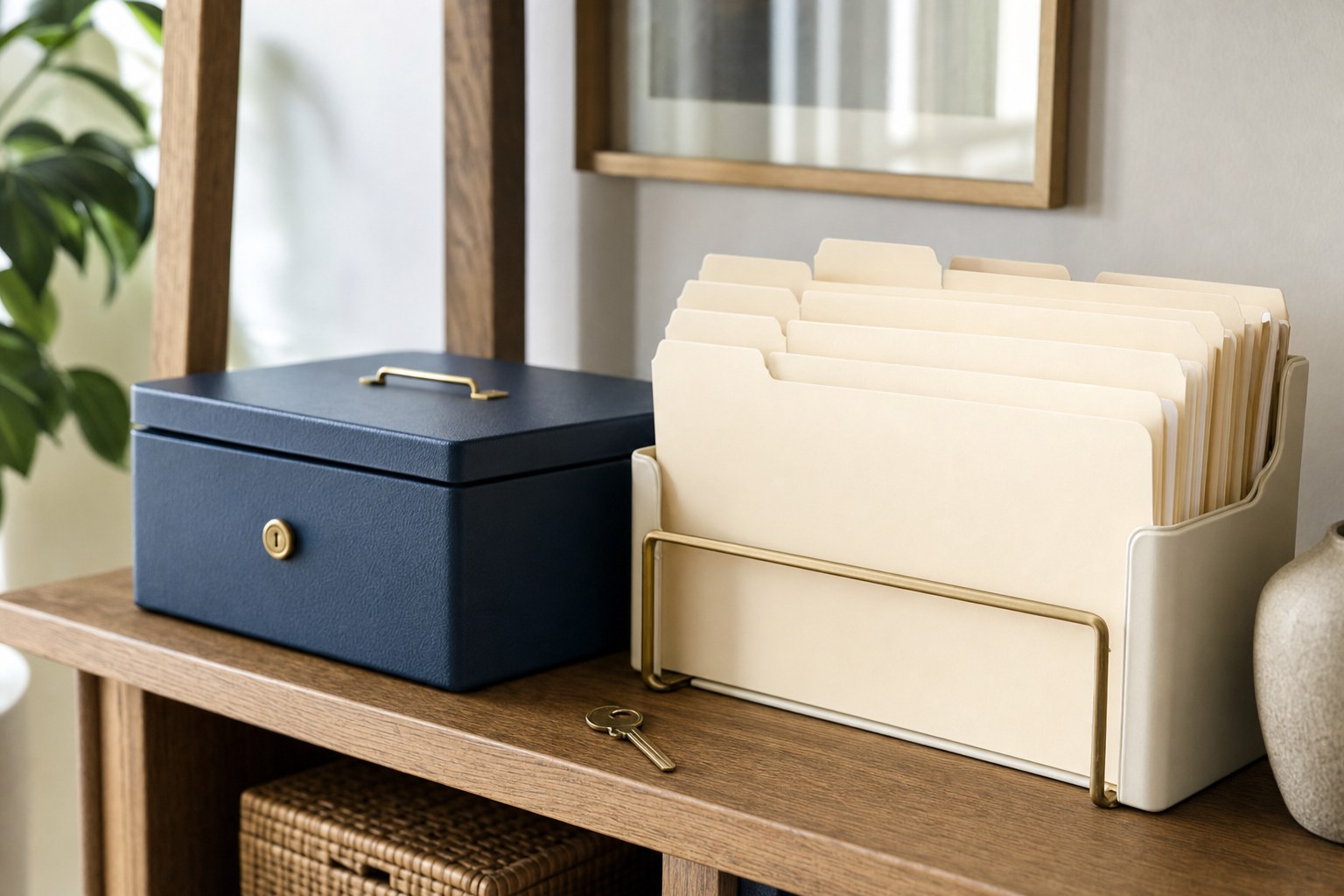 A home document organizer and secure records box