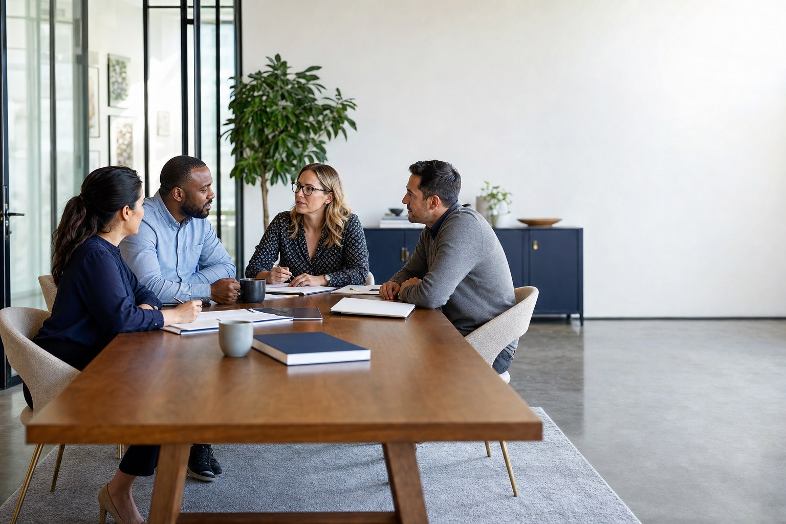 Business leaders in a focused planning conversation