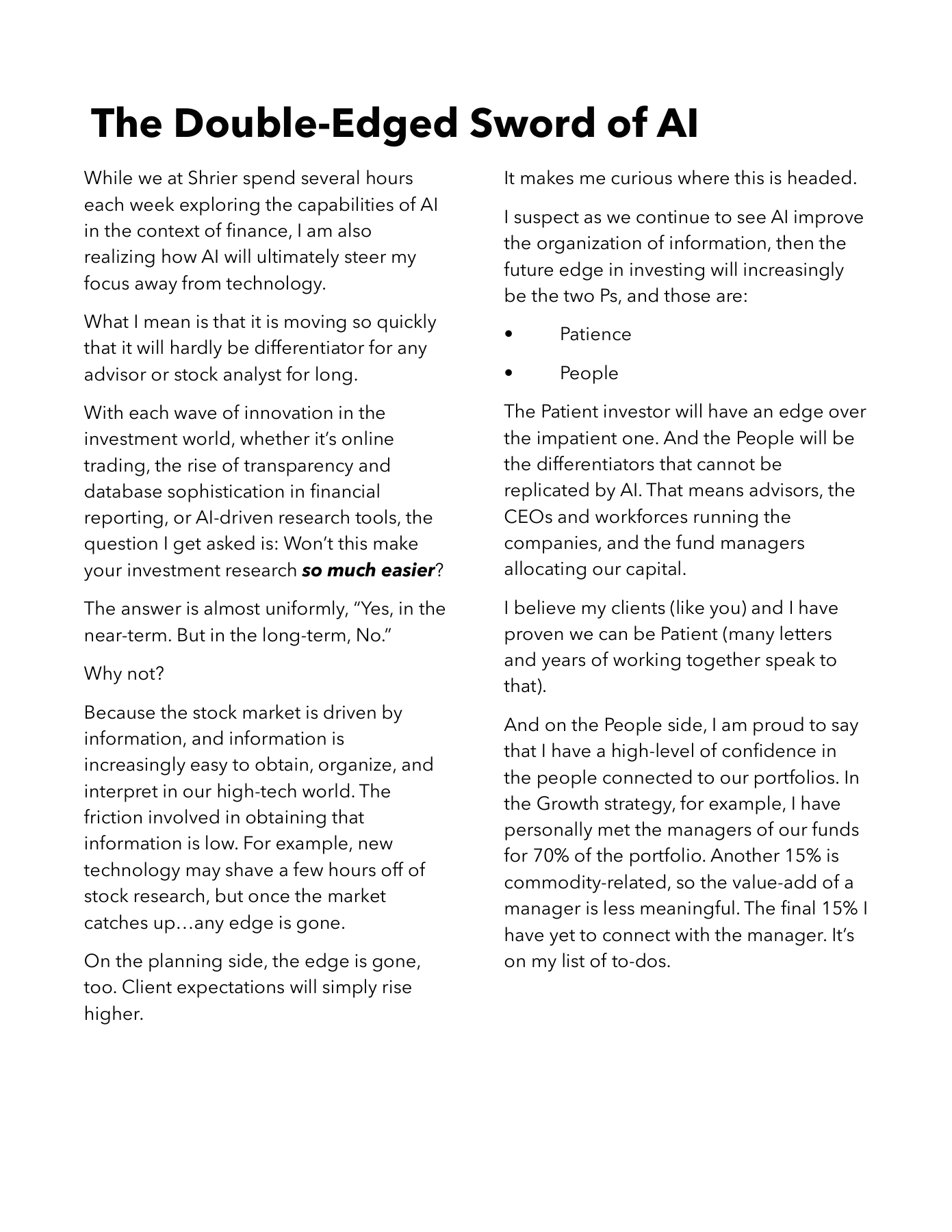 Page 6: The Double-Edged Sword of AI. Full text follows below and is also available in the original PDF.