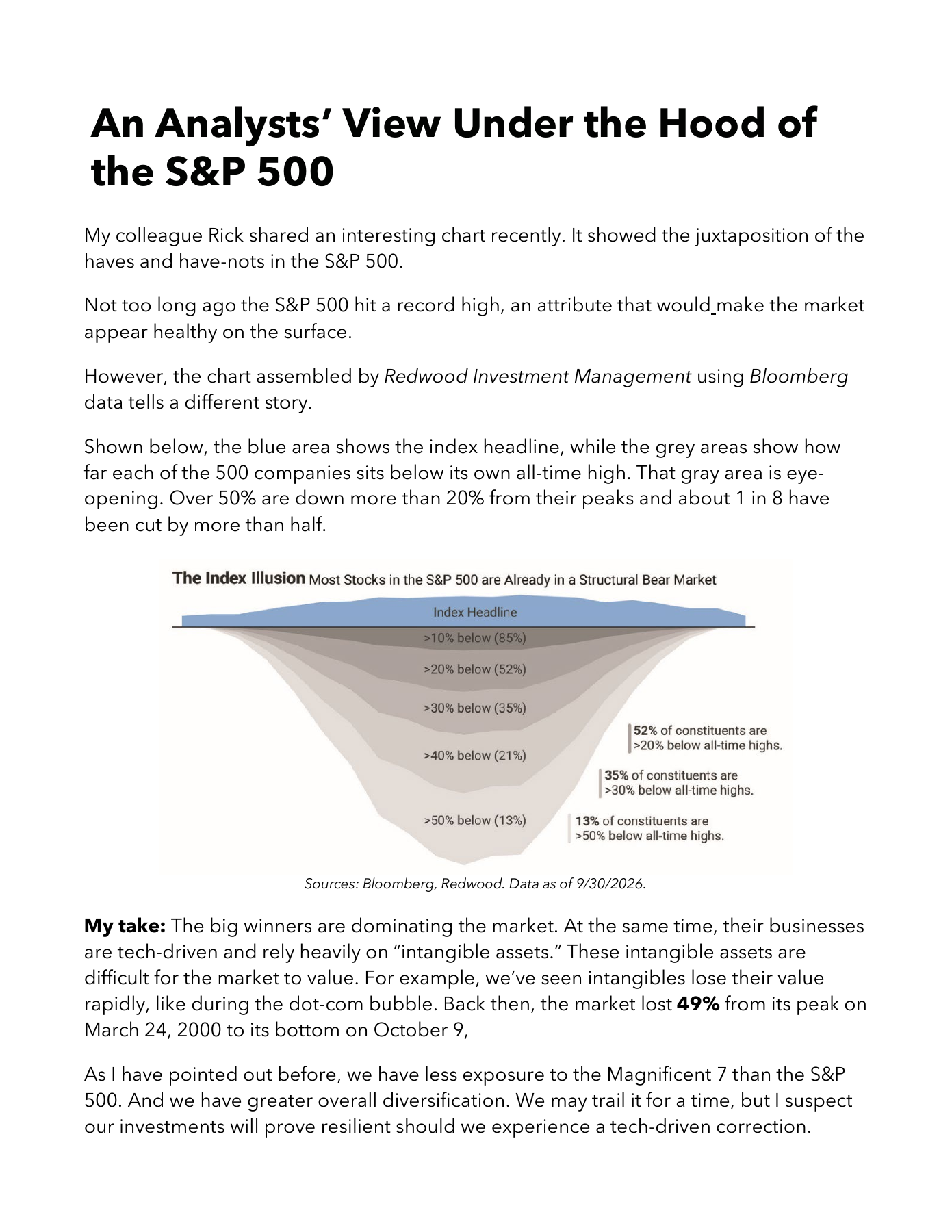 Page 7: An Analysts’ View Under the Hood of the S&P 500. Full text follows below and is also available in the original PDF.