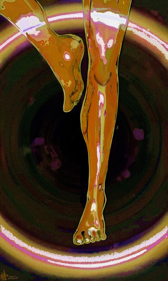 Abstract Golden Legs with Neon Halo