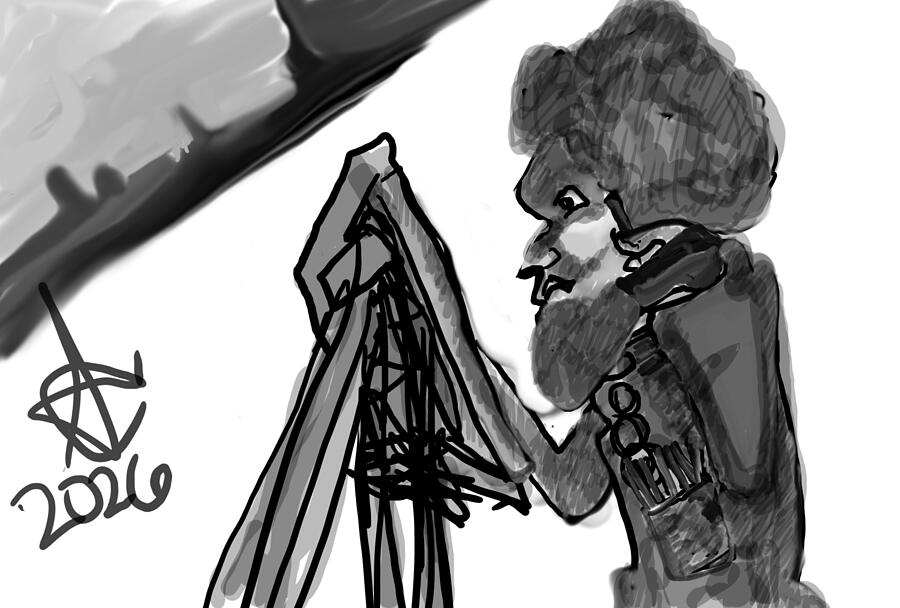 Man Engaged in Artistic Creation