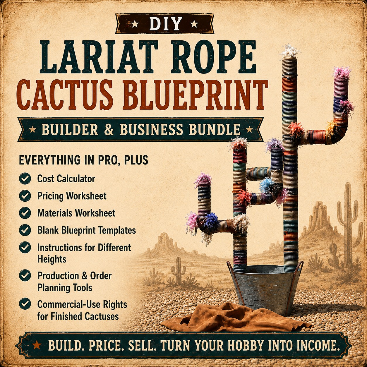 Lariat Rope Cactus Blueprint Builder and Business Bundle