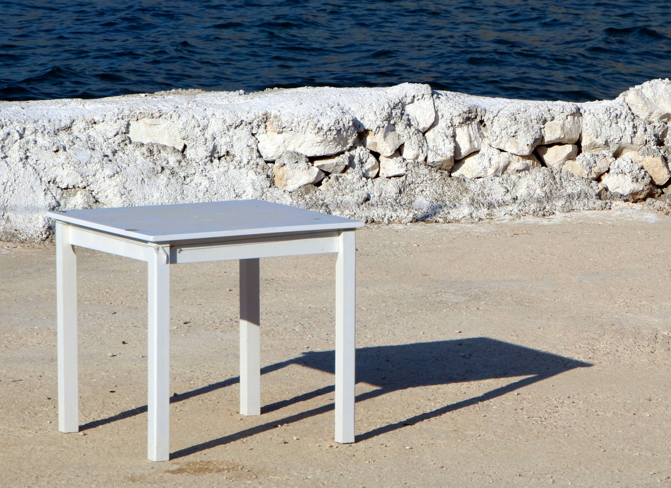 Outdoor table beside the sea