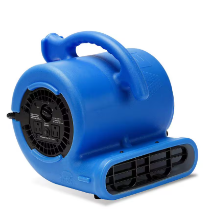 Blue commercial air mover for quickly drying carpets