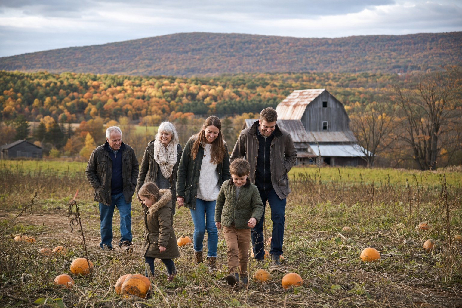 Family spending time together outdoors at a countryside gathering