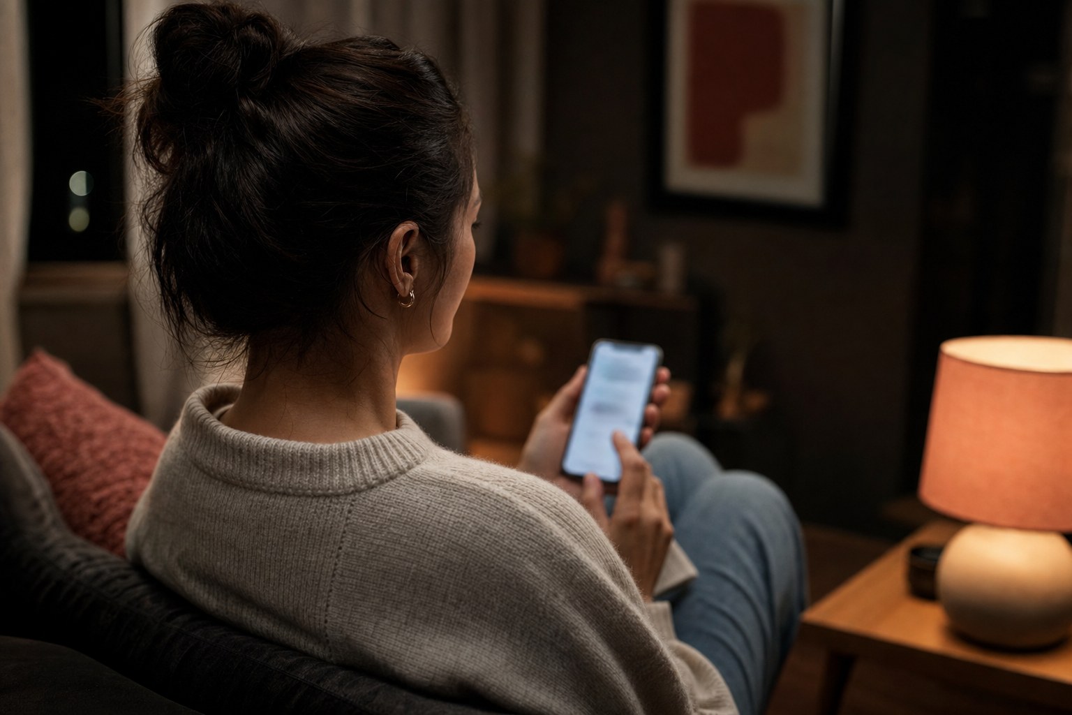 Adult reviewing privacy choices on a phone in a calm home setting