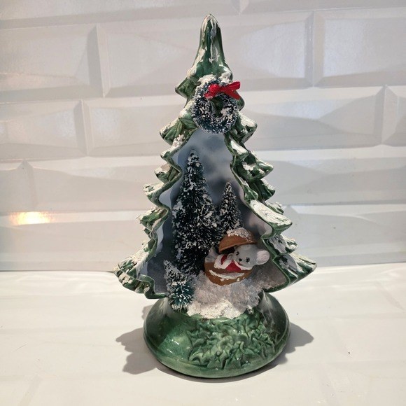 Vintage ceramic Christmas tree diorama