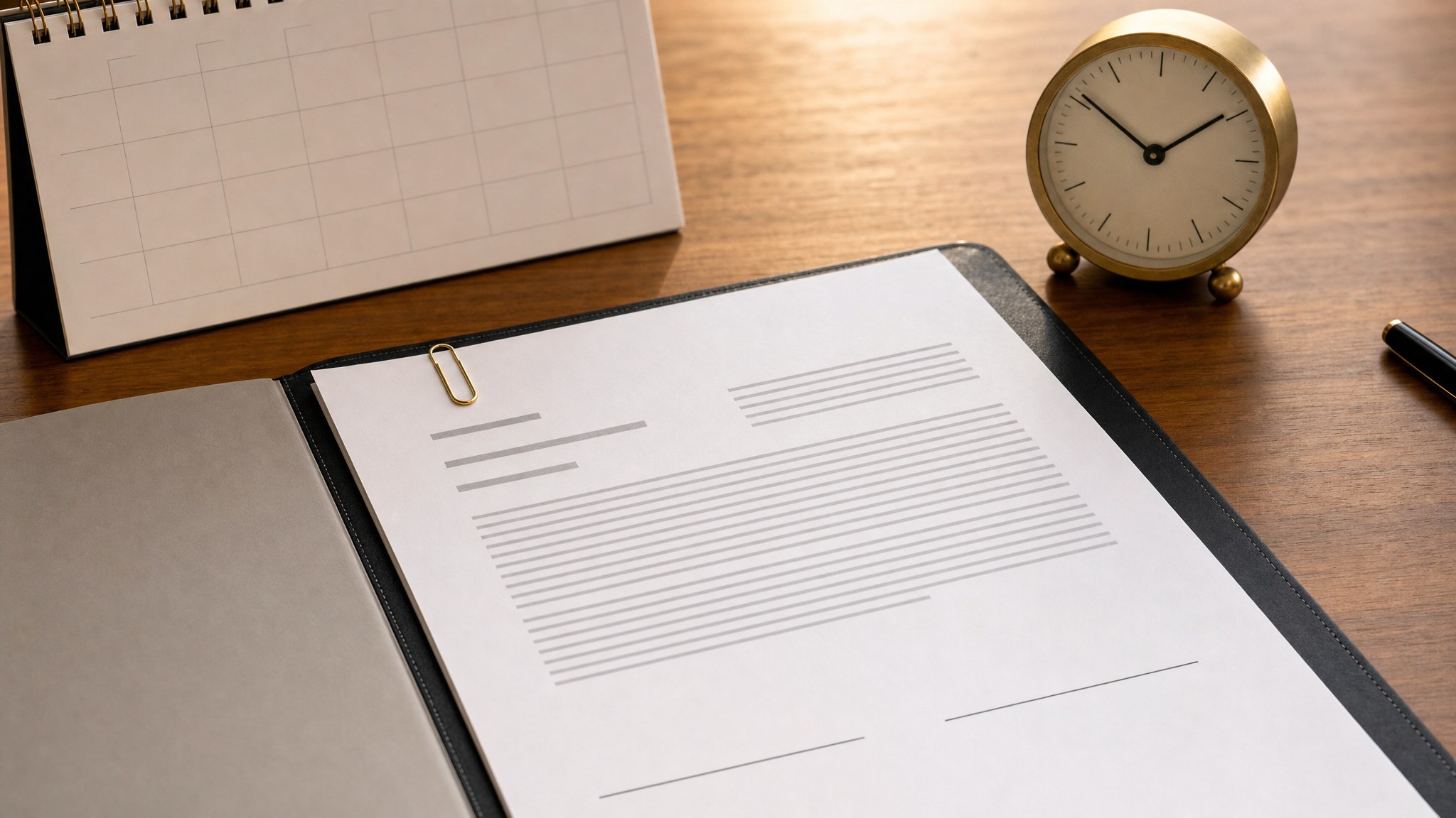 Contract and calendar prepared for a renewal review