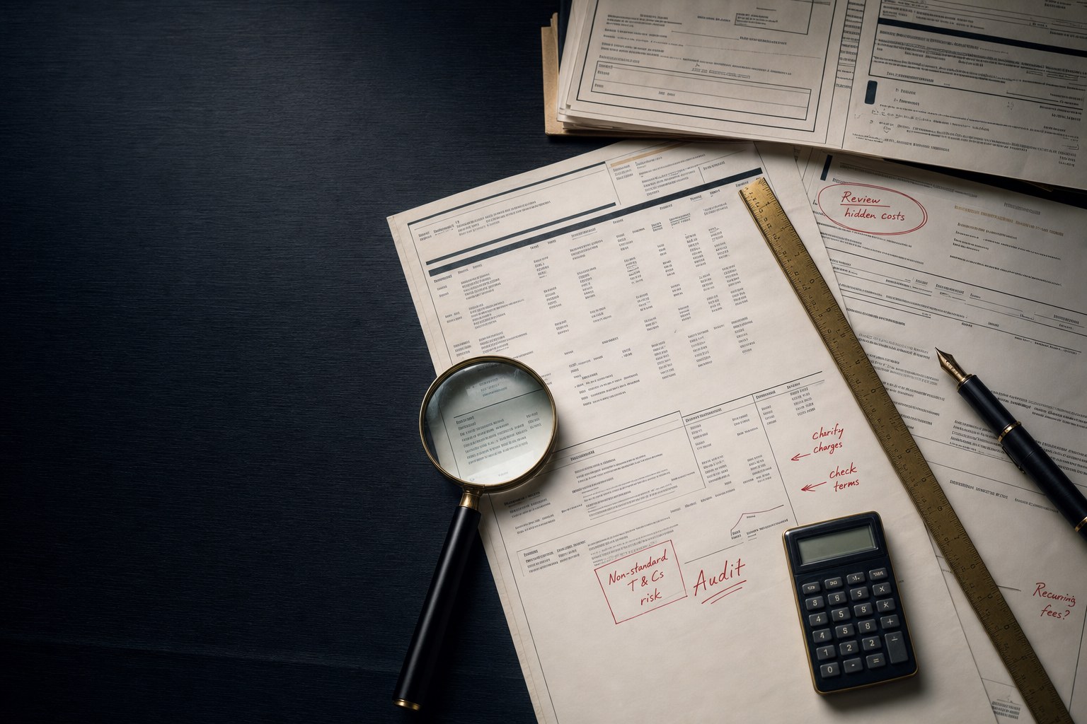 Vendor invoice and calculator used for an expense review