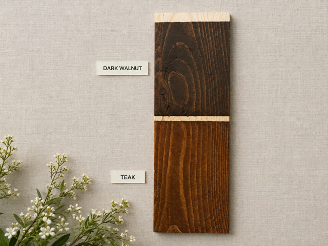 Frame color samples labeled Dark Walnut and Teak