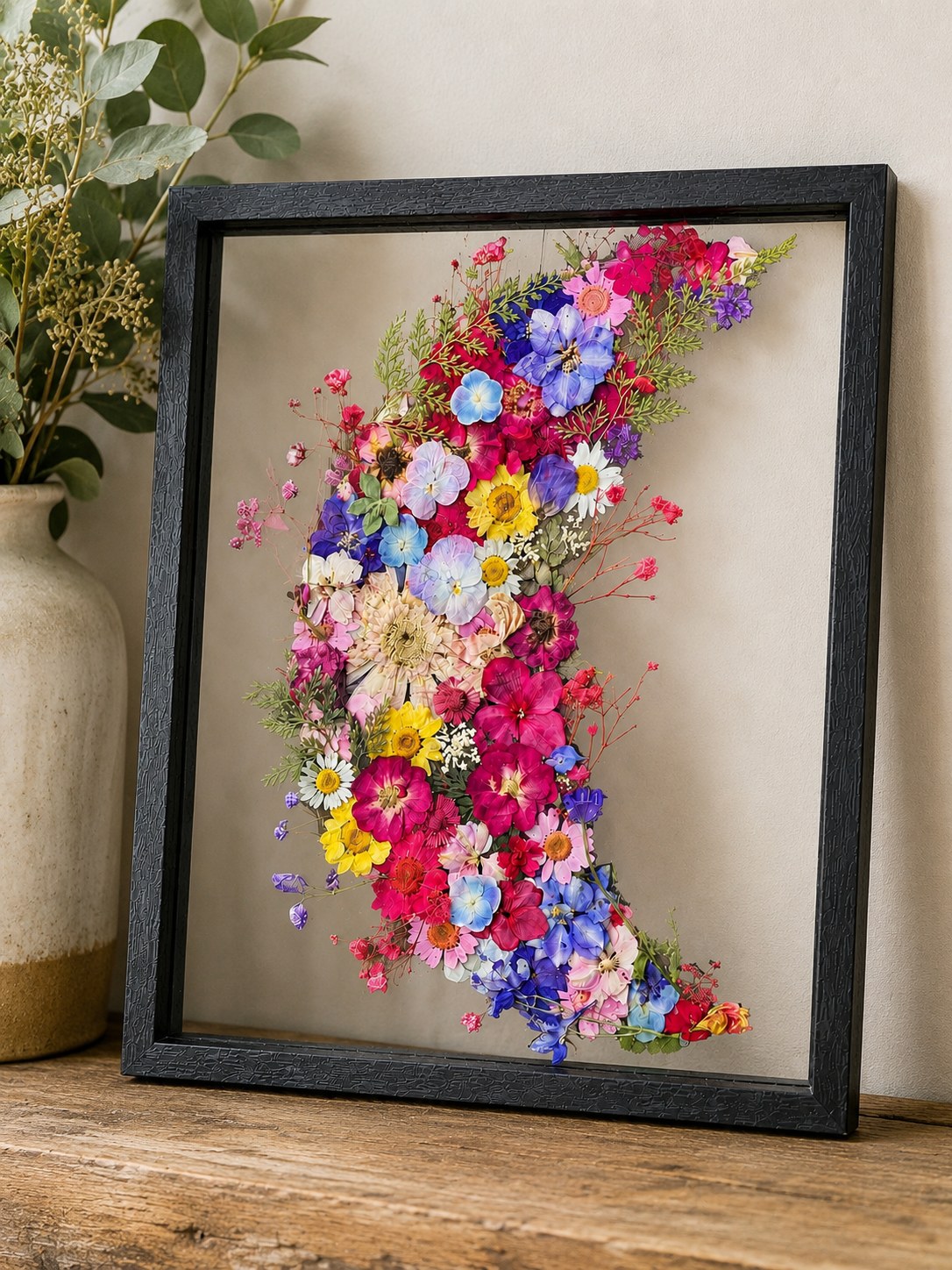 Framed wedding bouquet preservation artwork by Everlasting Floral
