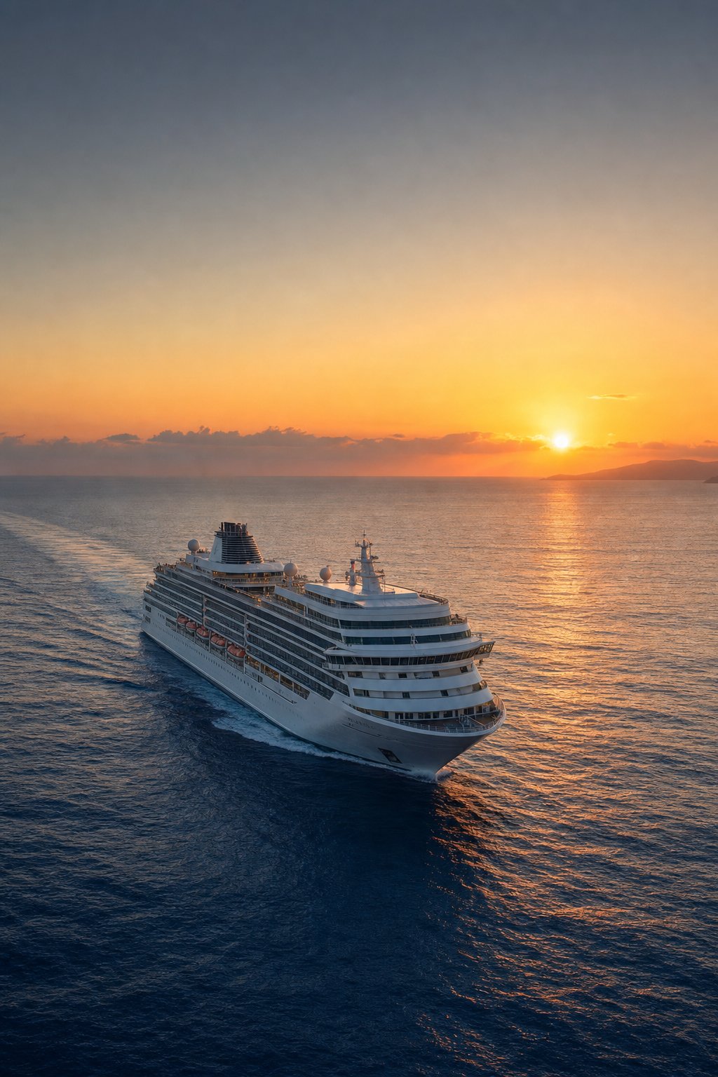 Cruise ship at sunrise
