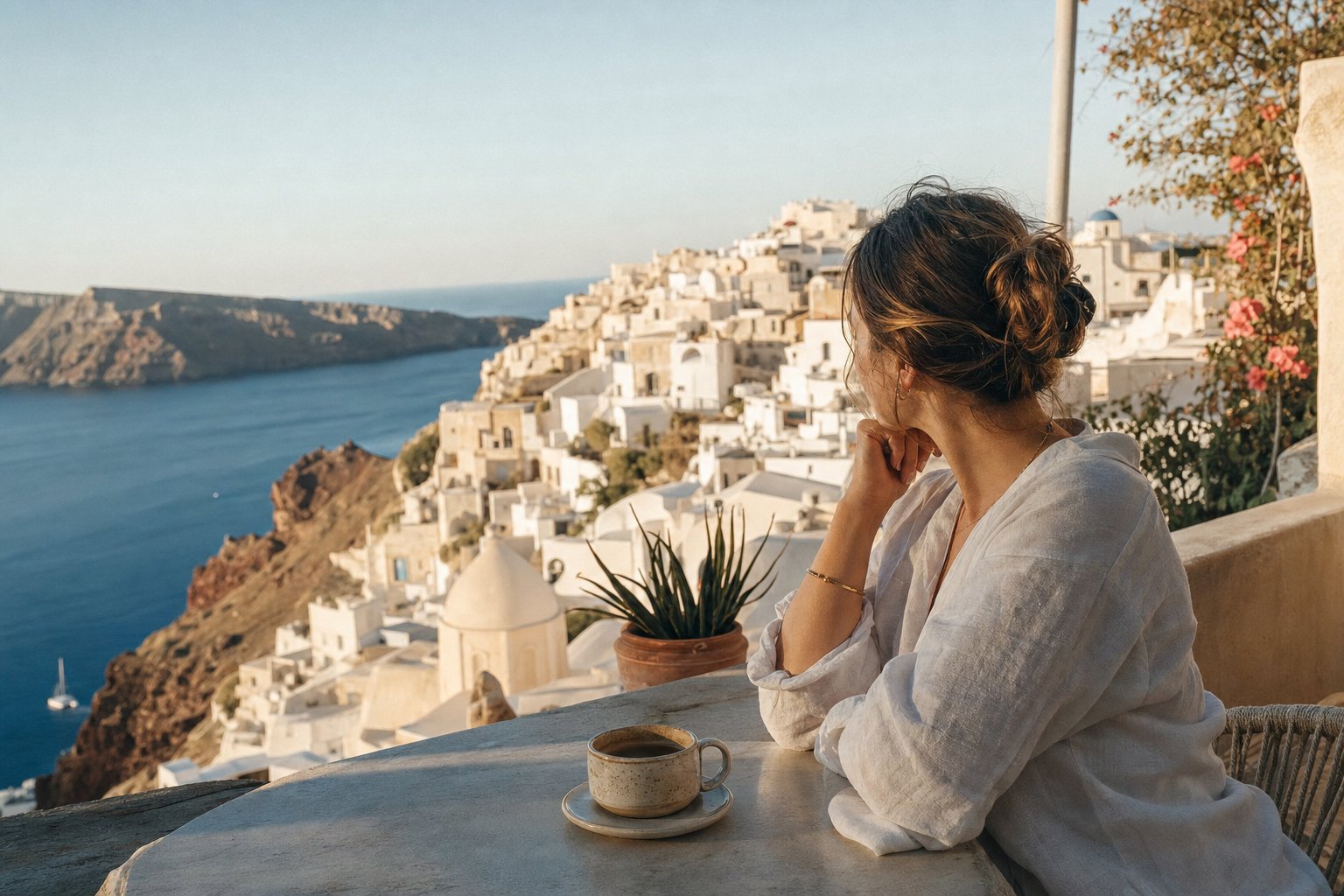 Mediterranean terrace overlooking the coast