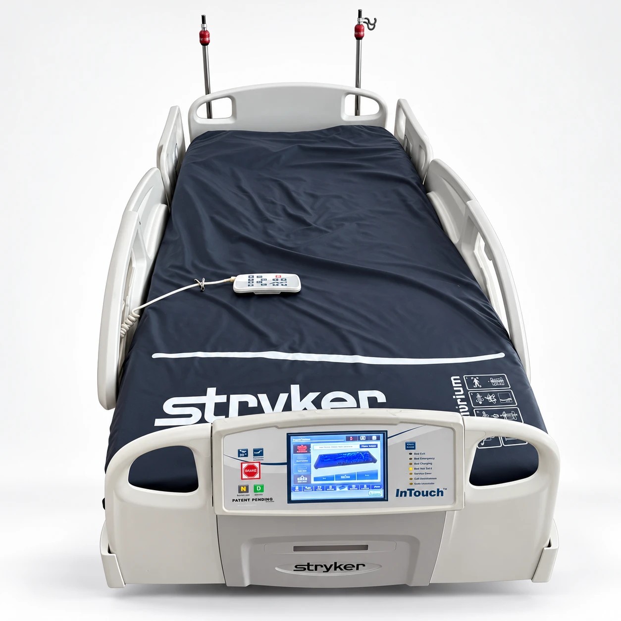 Barrat Healthcare Stryker observation bed with side rails and bedside controls