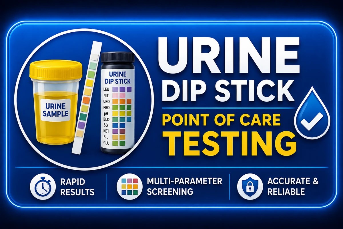 Urine dipstick testing promotional illustration
