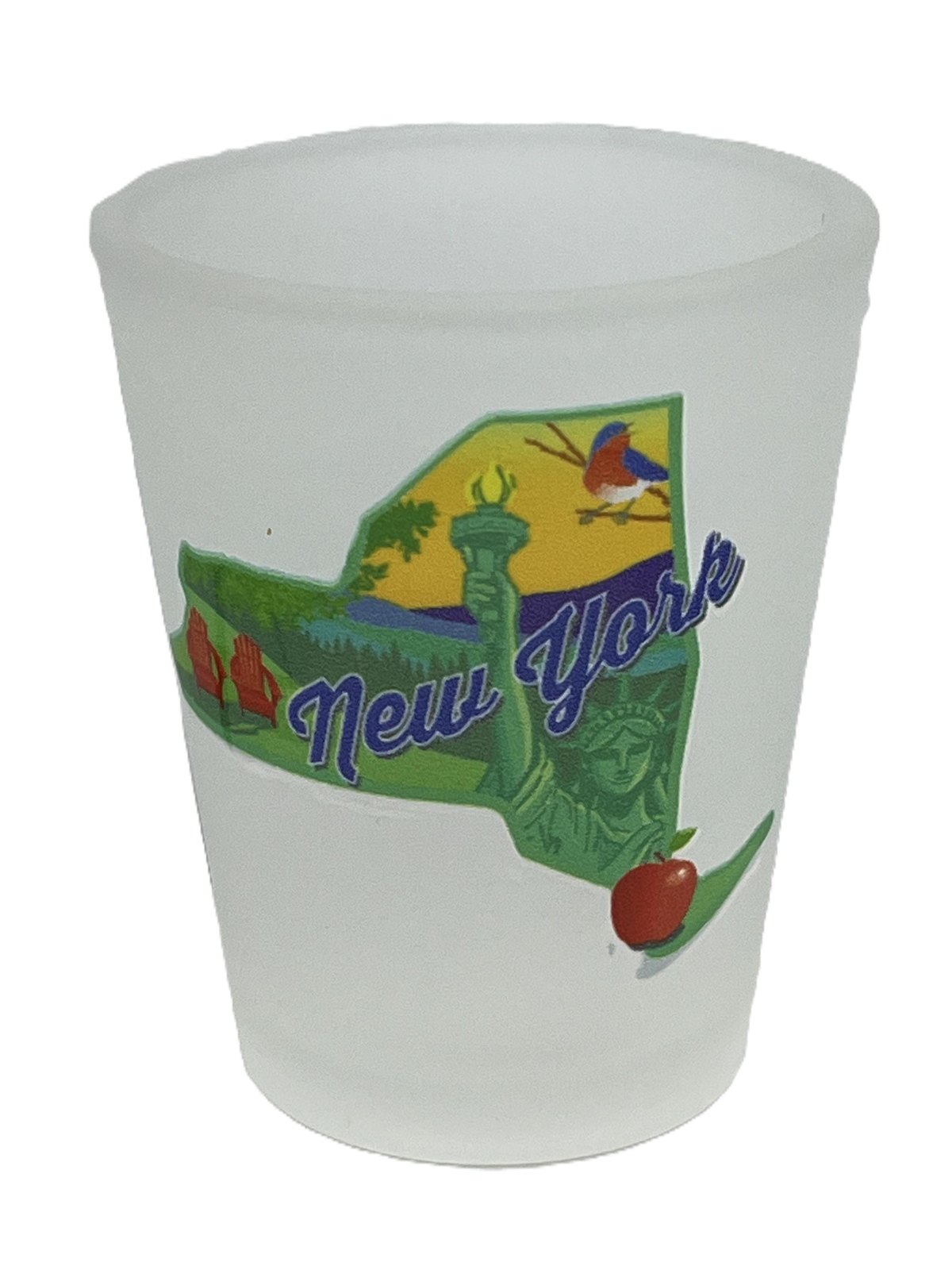 New York State Map Shape Frosted Souvenirs Shot Glass 2 Oz