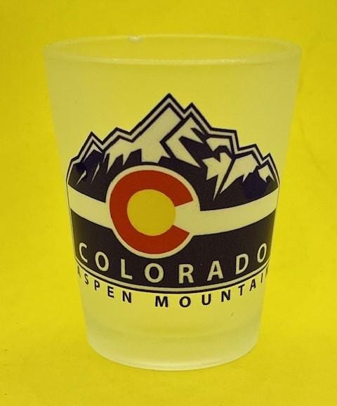 Colorado Aspen Mountain Frosted Souvenirs Shot Glass 2 Oz