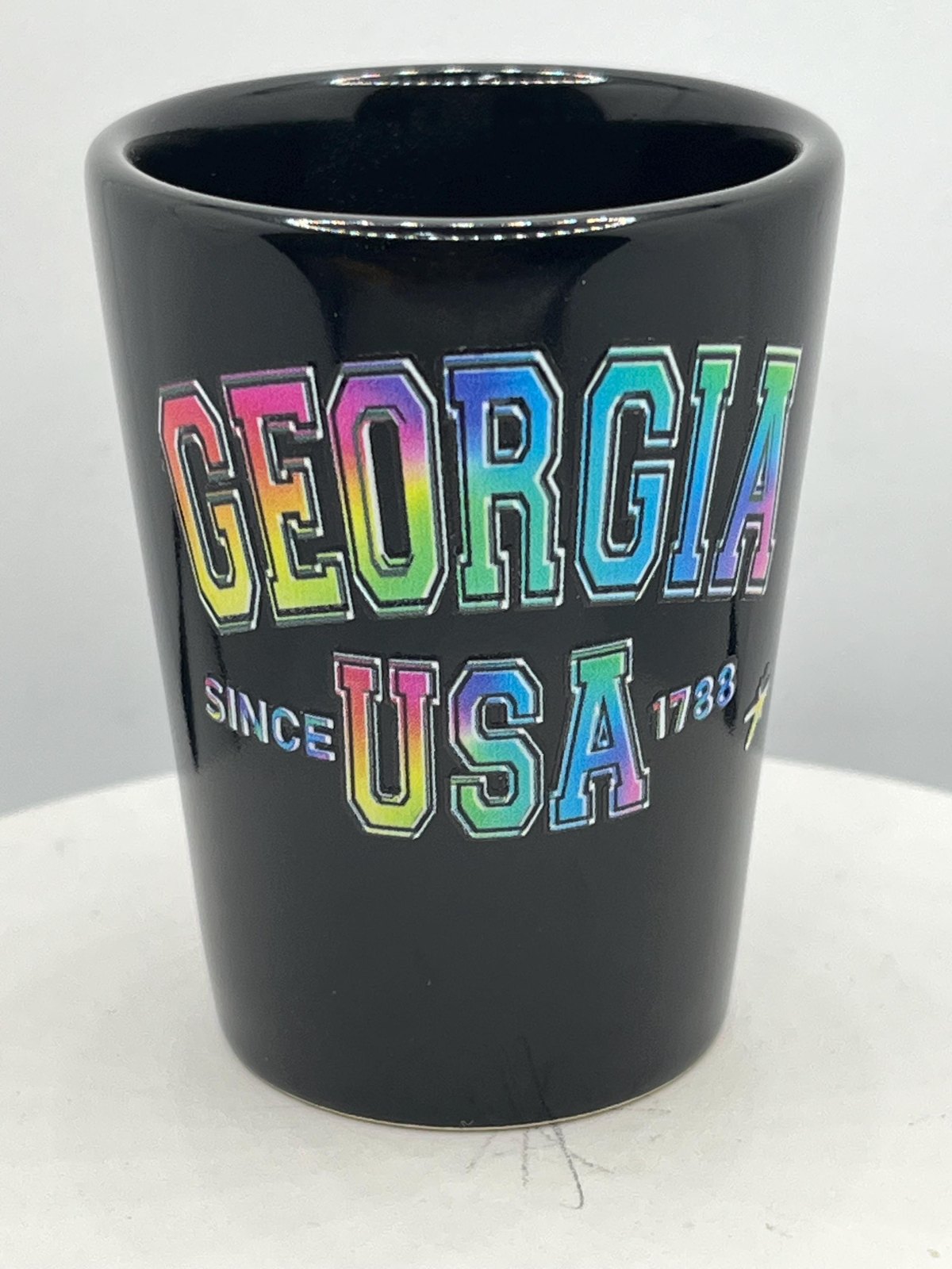 Georgia State Ceramic Black Souvenirs Shot Glass 2 Oz