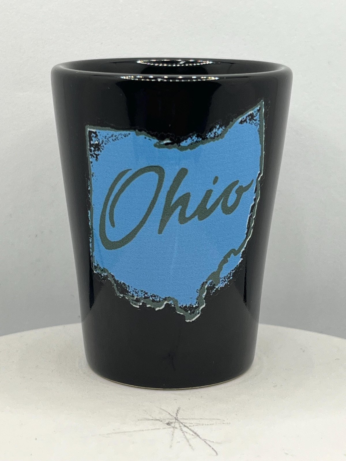 Ohio State Map Design Ceramic Black Souvenirs Shot Glass 2 Oz