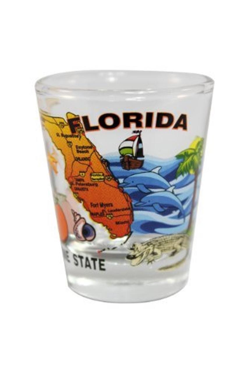 Florida State Colorful Map Souvenirs Shot Glass 2 oz
