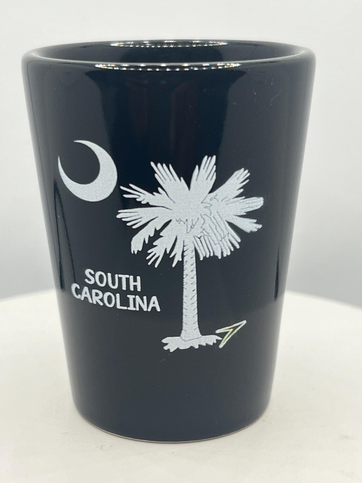 South Carolina Palm Tree Black Ceramic Shot Glass 2 Oz