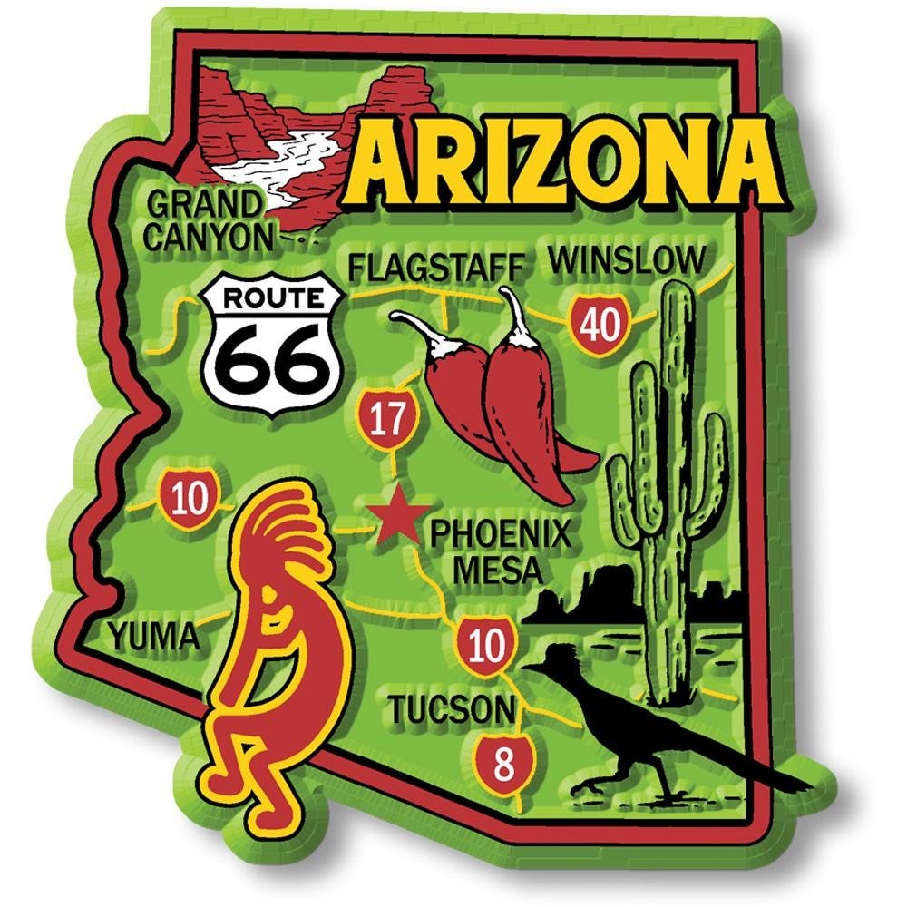 Arizona Colorful State Magnet Collectible Souvenirs Made in the USA
