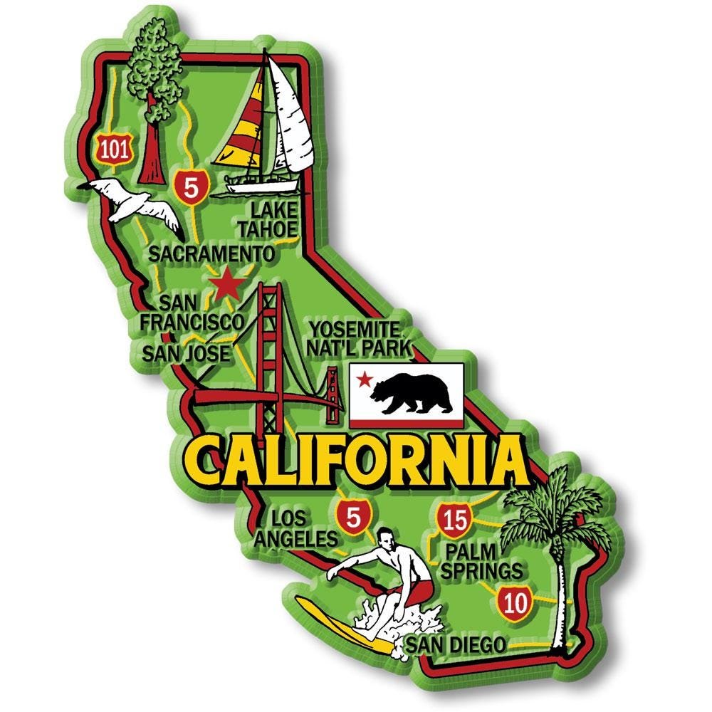 California Colorful State Magnet Collectible Souvenirs Made in the USA