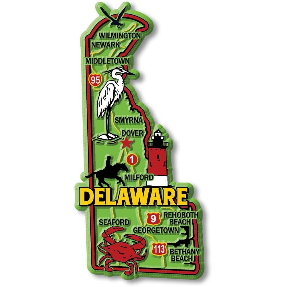 Delaware Colorful State Magnet Collectible Souvenirs Made in the USA
