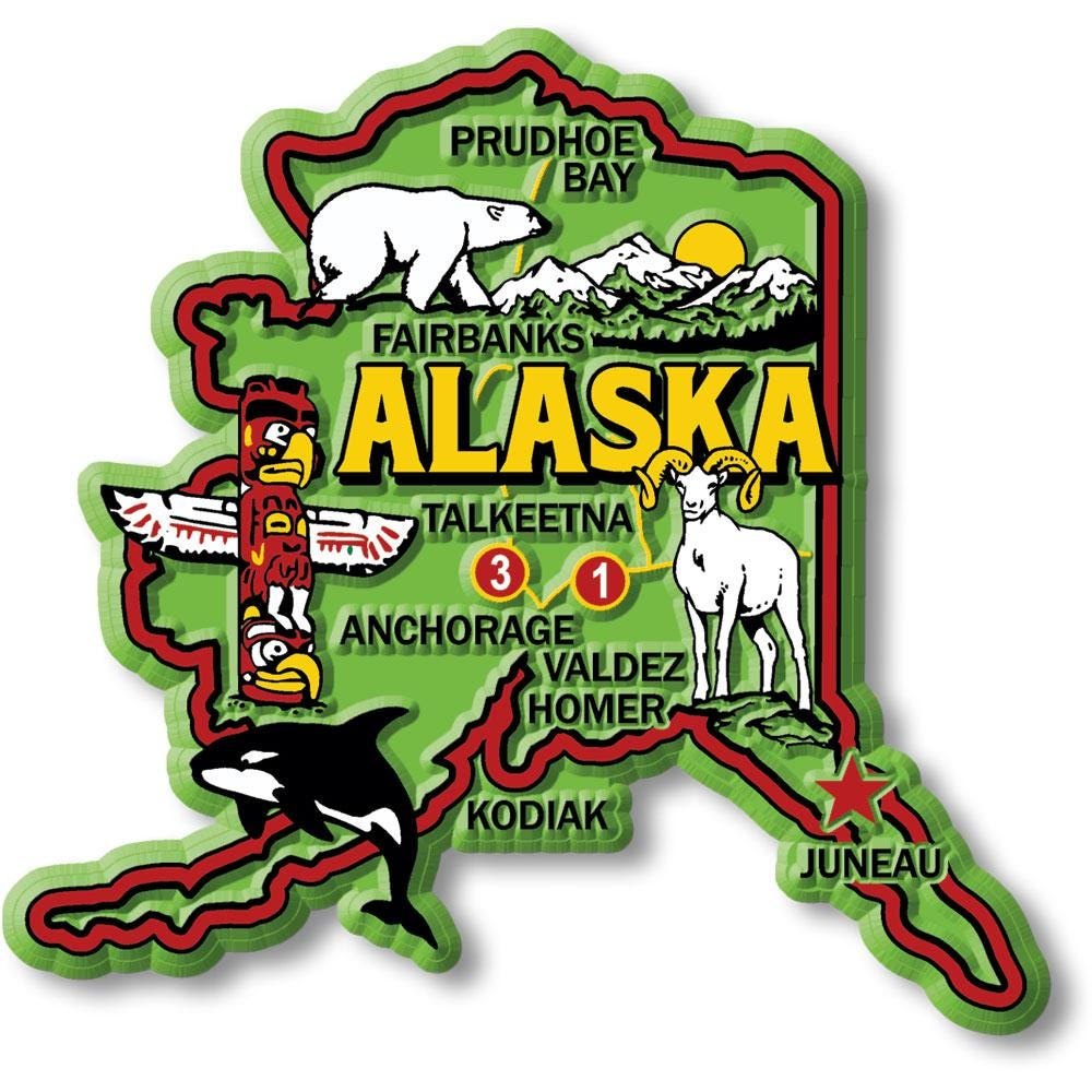 Alaska Colorful State Magnet Collectible Souvenirs Made in the USA