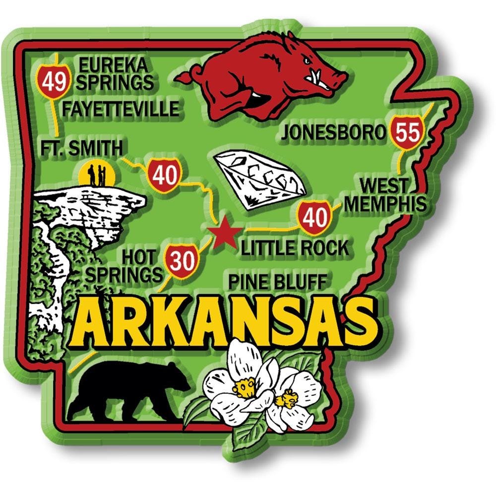 Arkansas Colorful State Magnet Collectible Souvenirs Made in the USA