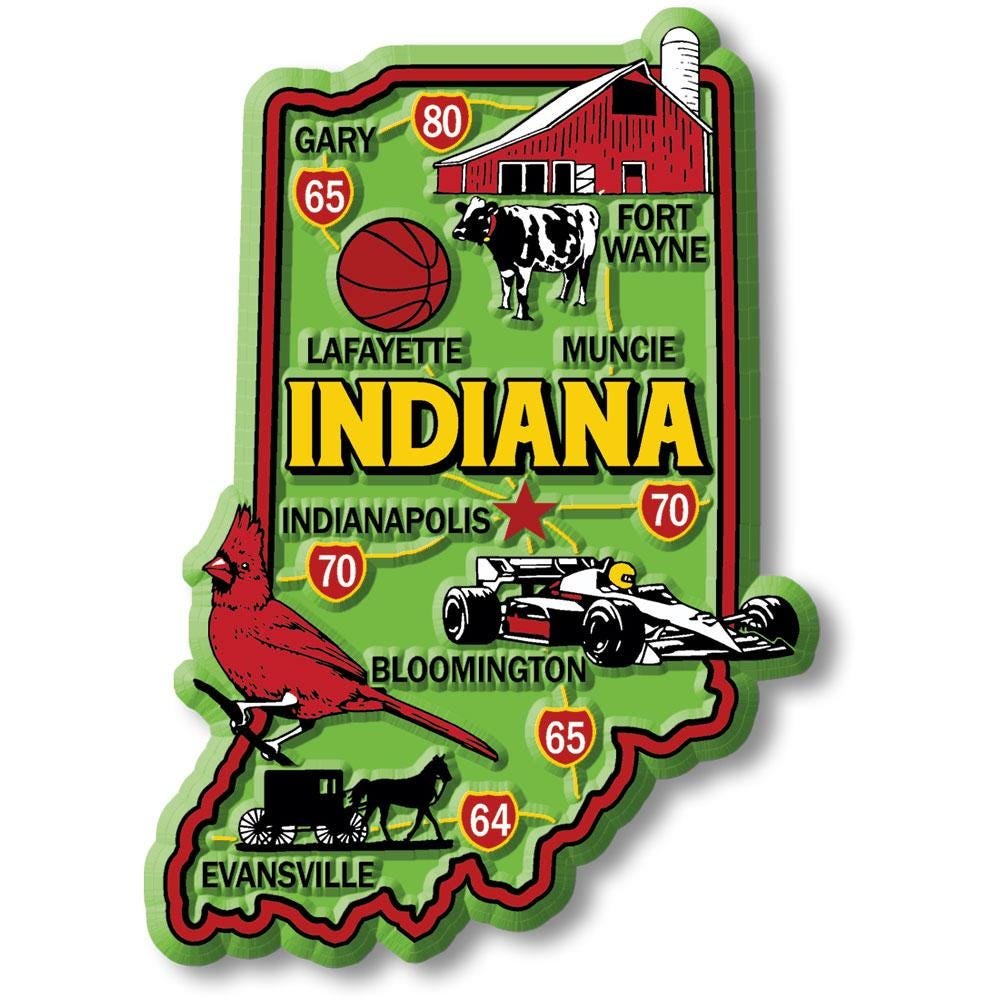 Indiana Colorful State Magnet Collectible Souvenirs Made in the USA