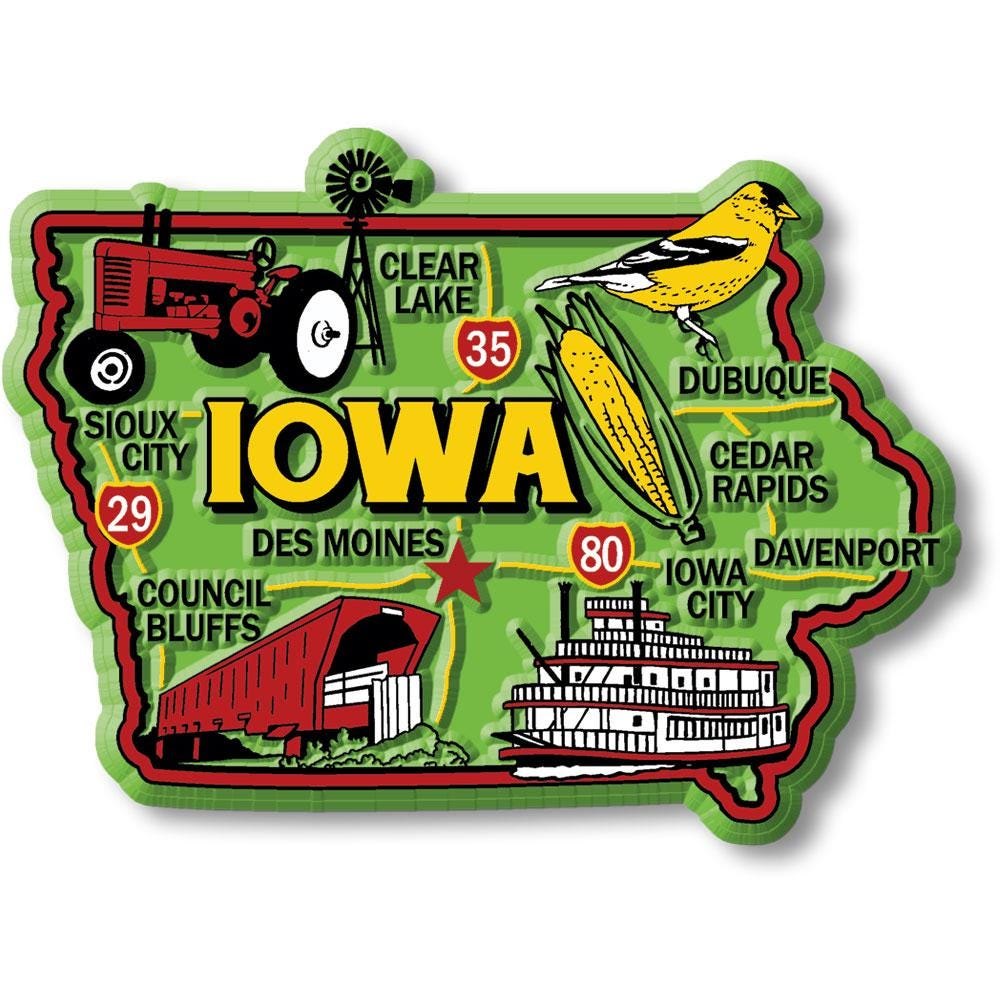 Iowa Colorful State Magnet Collectible Souvenirs Made in the USA