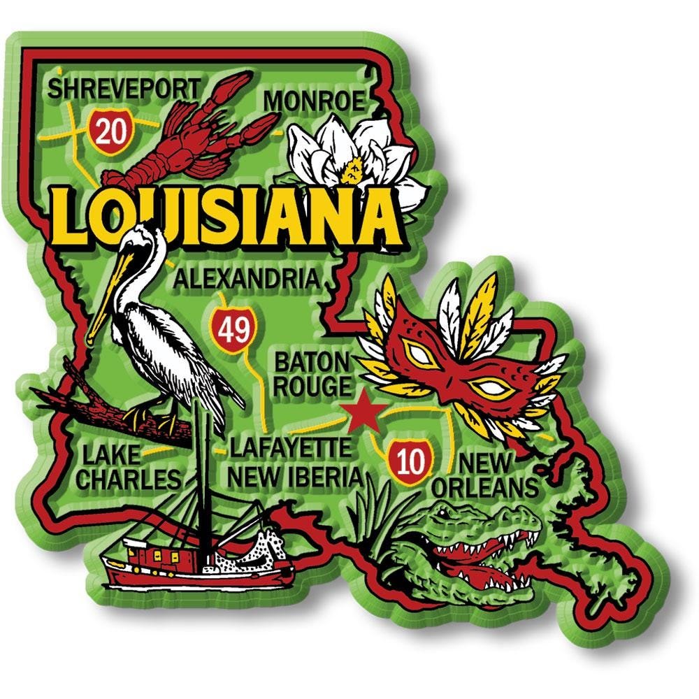 Louisiana Colorful State Magnet Collectible Souvenirs Made in the USA