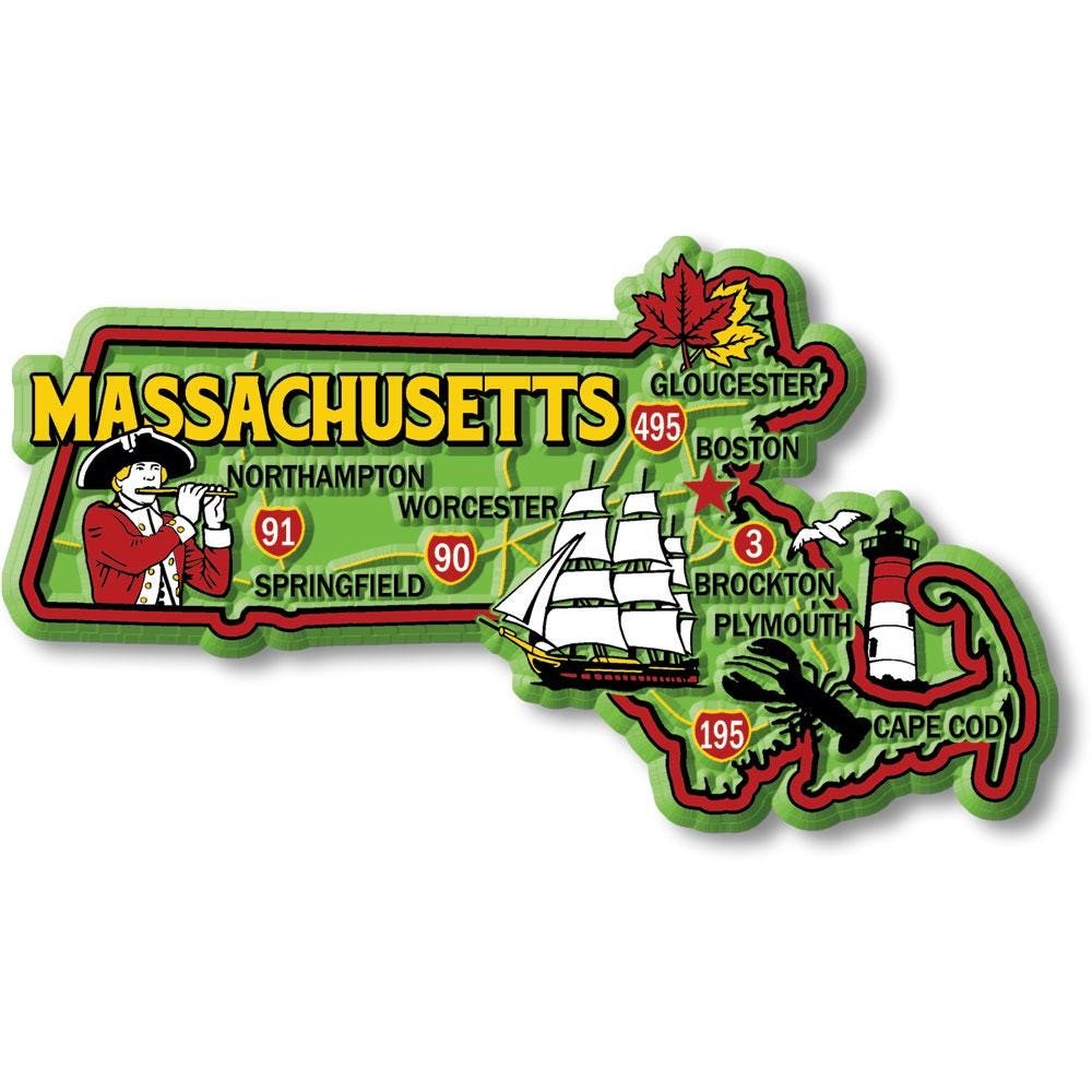 Massachusetts Colorful State Magnet Collectible Souvenirs Made in the USA