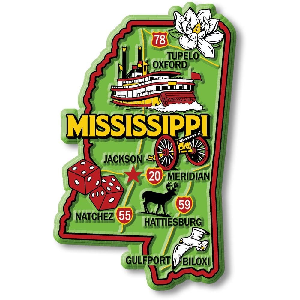 Mississippi Colorful State Magnet Collectible Souvenirs Made in the USA