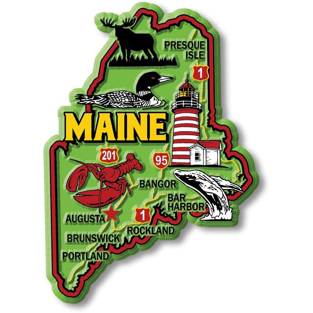 Maine Colorful State Magnet Collectible Souvenirs Made in the USA