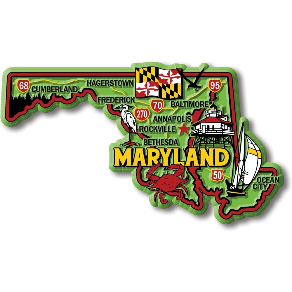 Maryland Colorful State Magnet Collectible Souvenirs Made in the USA