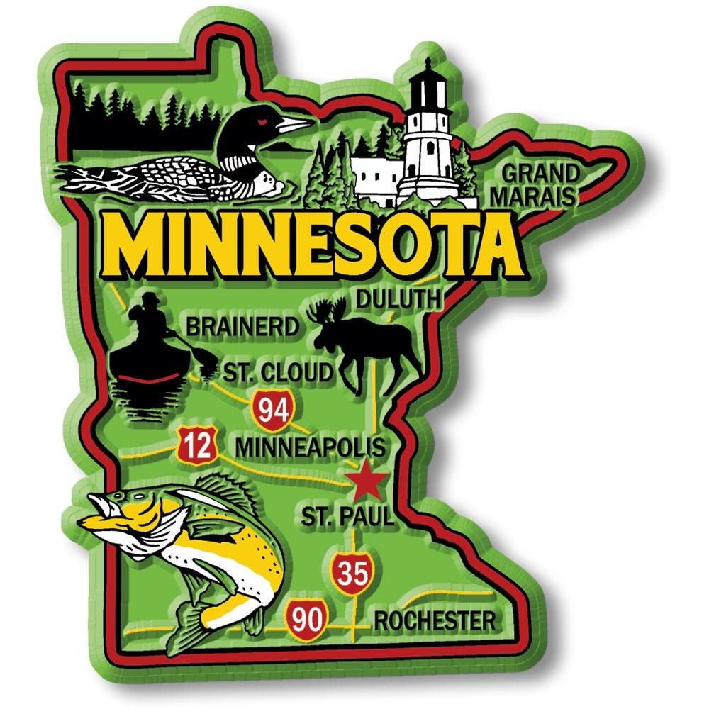Minnesota Colorful State Magnet Collectible Souvenirs Made in the USA