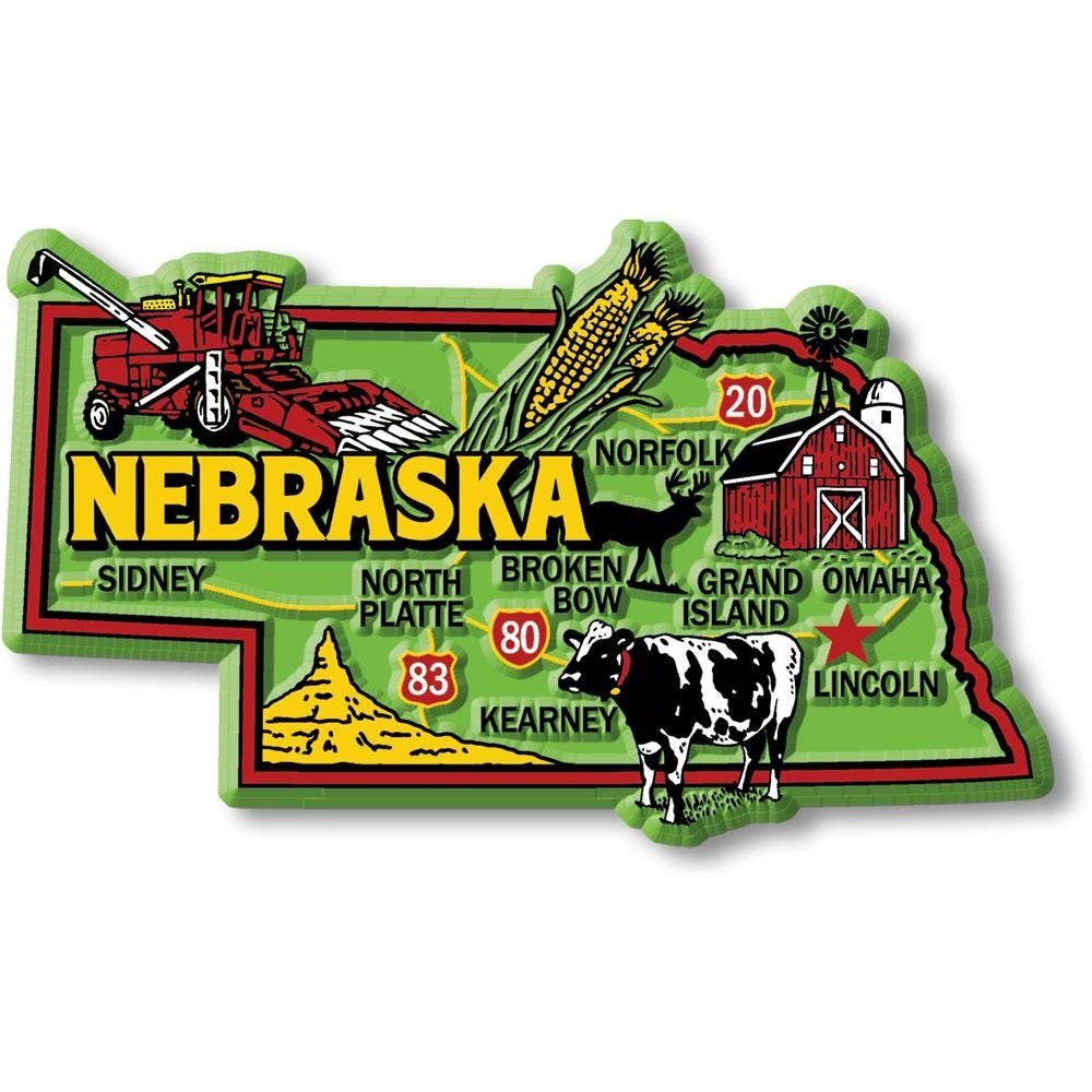 Nerbraska Colorful State Magnet Collectible Souvenirs Made in the USA