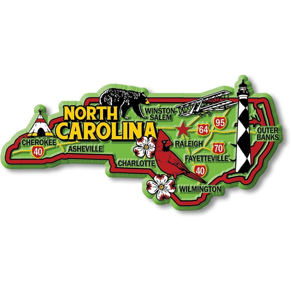North Carolina Colorful State Magnet Collectible Souvenirs Made in the USA