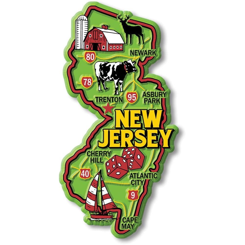 New Jersey Colorful State Magnet Collectible Souvenirs Made in the USA