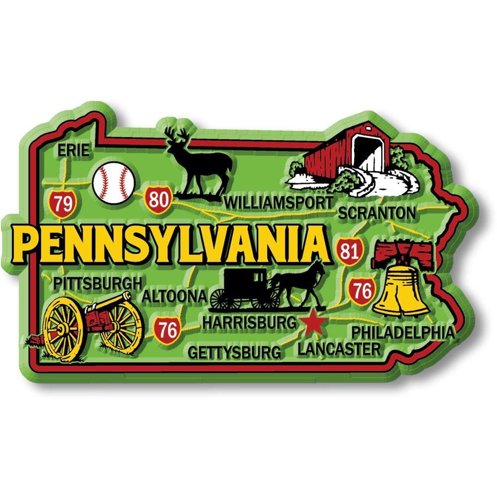 Pennsylvania Colorful State Magnet Collectible Souvenirs Made in the USA