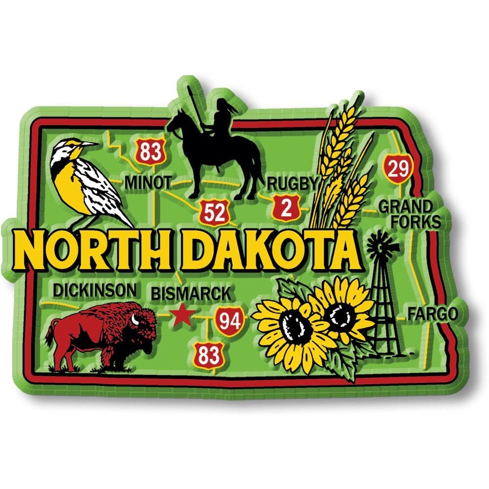 North Dakota Colorful State Magnet Collectible Souvenirs Made in the USA