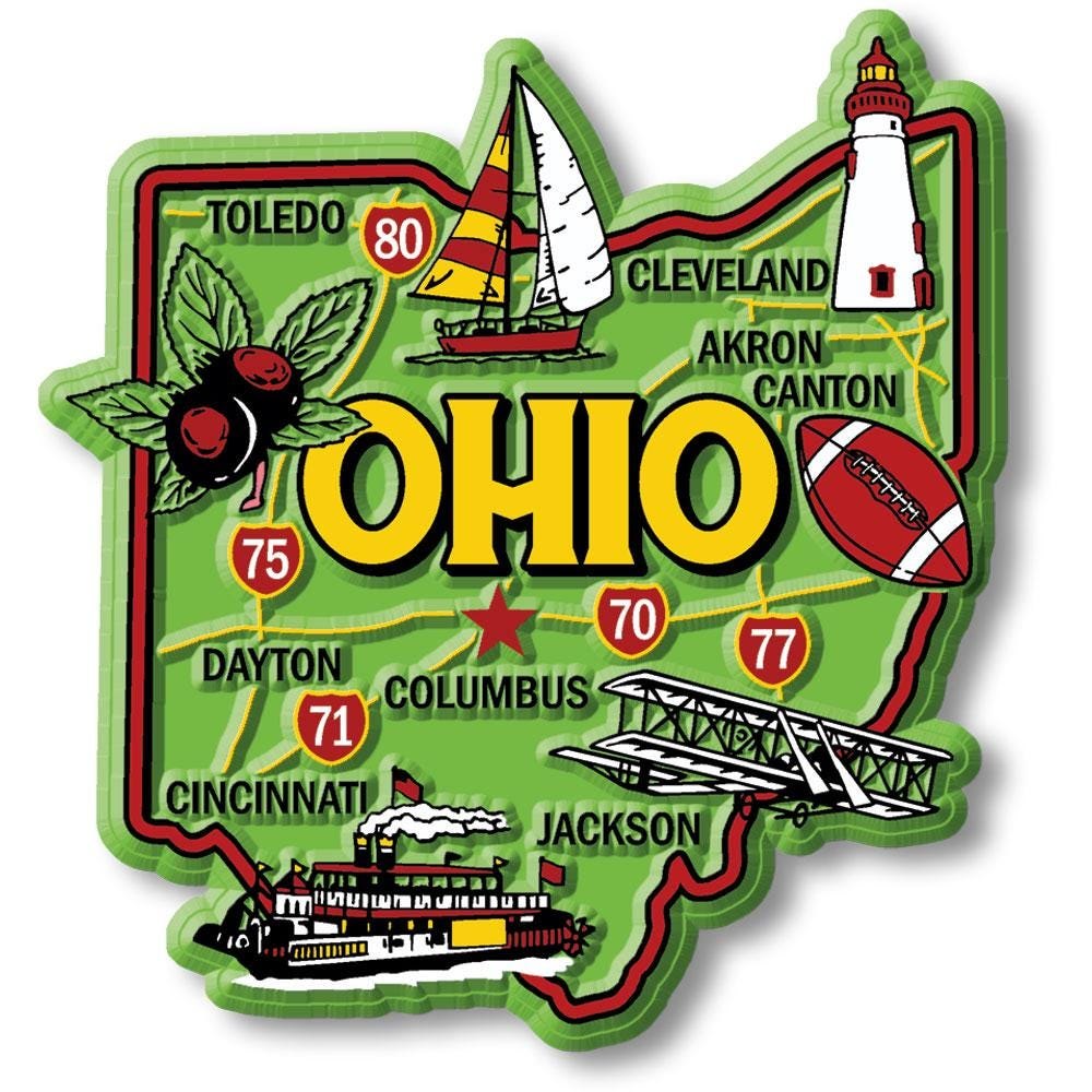 Ohio Colorful State Magnet Collectible Souvenirs Made in the USA
