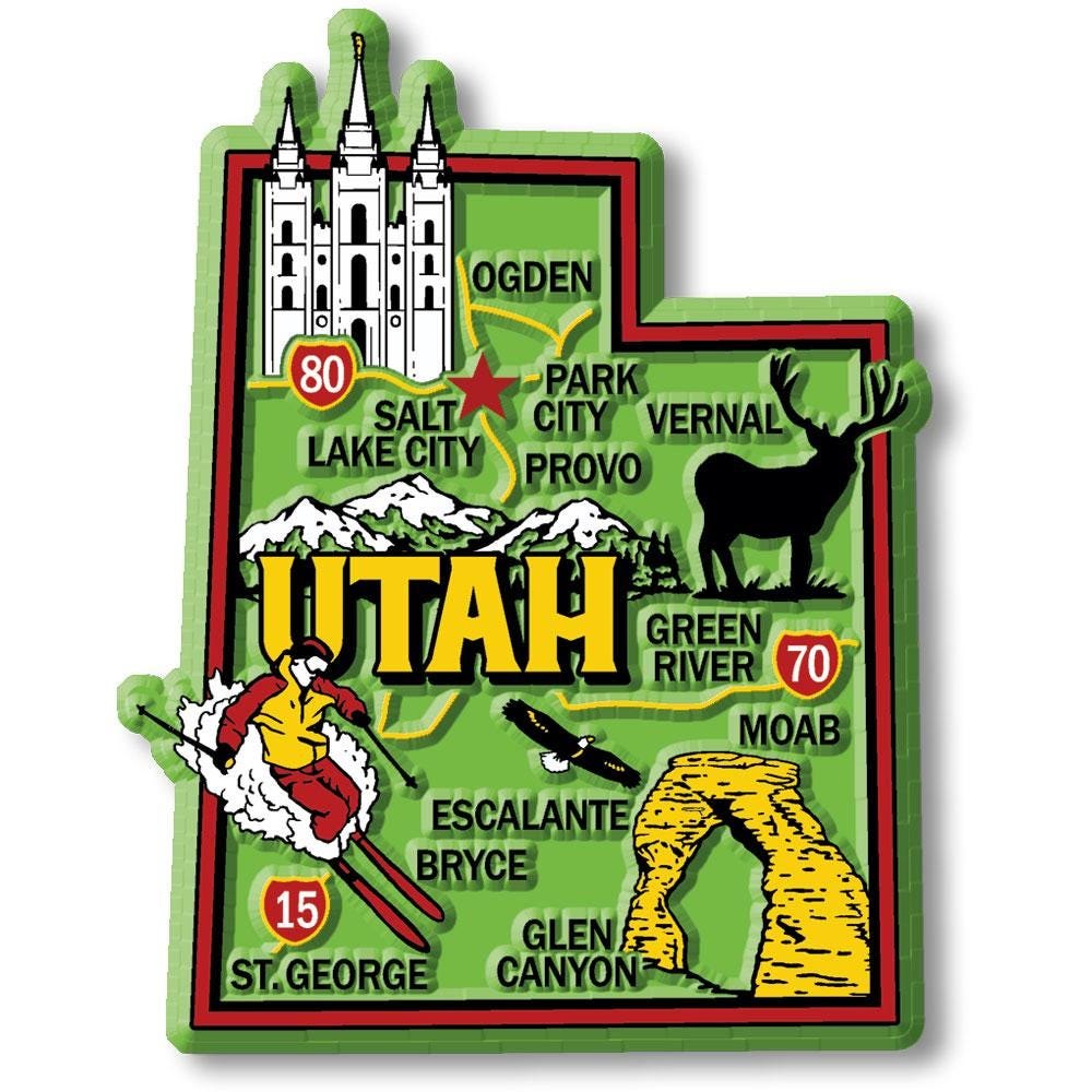 Utah Colorful State Magnet Collectible Souvenirs Made in the USA