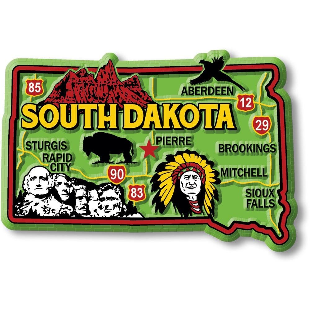 South Dakota Colorful State Magnet Collectible Souvenirs Made in the USA