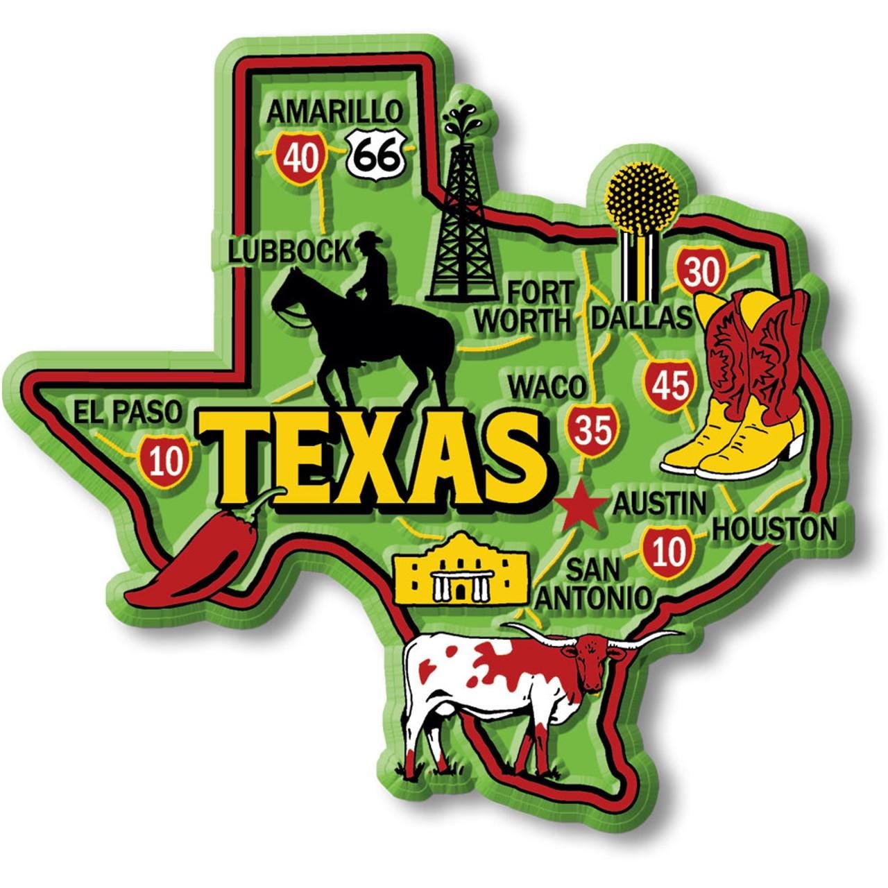 Texas Colorful State Magnet Collectible Souvenirs Made in the USA