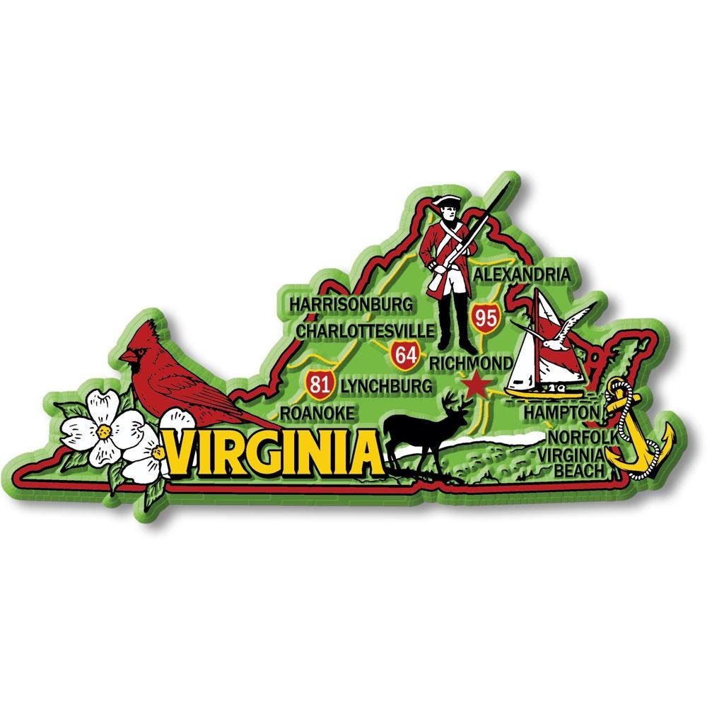 Virginia Colorful State Magnet Collectible Souvenirs Made in the USA